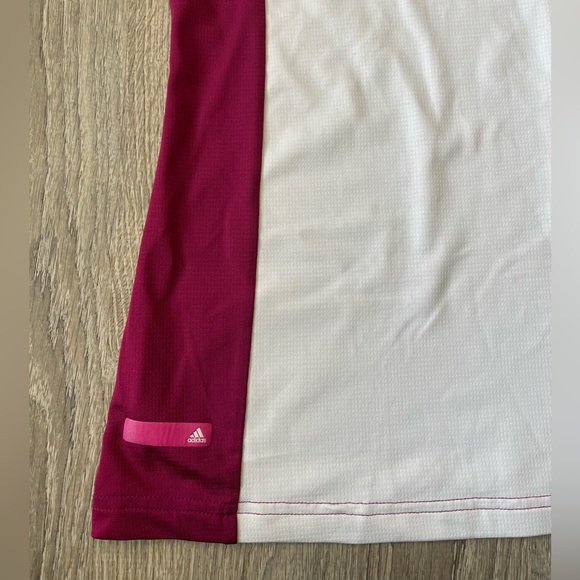 Adidas Pure Motion Medium Plum & White Womens Golf Tee Short Sleeve - Picture 2 of 5